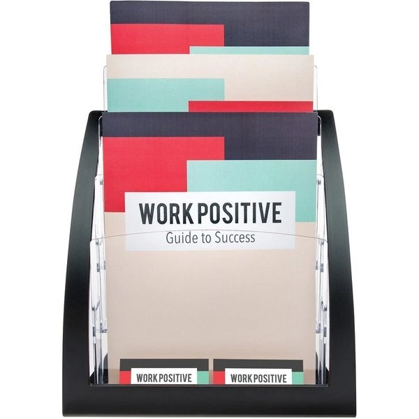 Deflecto Magazine Holder, 3 Tier, Black - Image 7