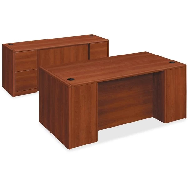 Hon Pedestal Desk, 36" D, 72" W, 29-1/2" H, Cognac, Particle Board - Image 2