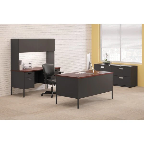 Hon Pedestal Desk, 30" D, 66" W, 29-1/2" H, Mocha, Laminate - Image 2