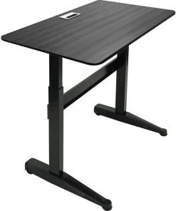 Iceberg Pneumatic Adj. Desk, Blk Top w/Blk Base