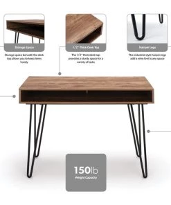 Ofm Retro Desk, Knotty Oak