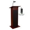 Oklahoma Sound Power Plus Lectern with Wireless Tie Clip Mic, Mahogany