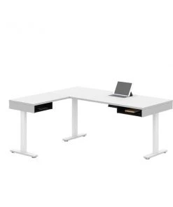 Bestar Pro-Vega Height Adjustable L-Desk, White/Black