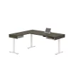 Bestar Pro-Vega Height Adjustable L-Desk, Walnut Grey/White