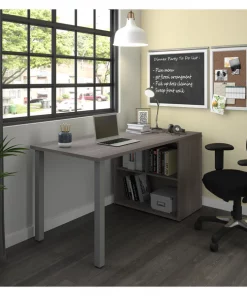 Bestar i3 Plus Computer Desk, Bark Gray