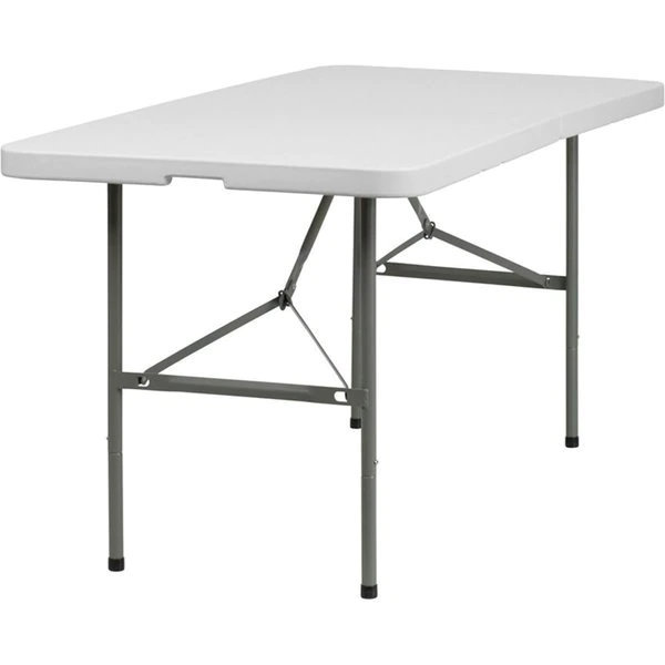 Flash Furniture Rectangle Wh 30X60 Plastic Bi-Fold Table, 30" W, 60" L, 29" H, Plastic Top, White - Image 9