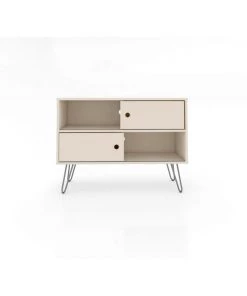 Manhattan Comfort Baxter 35.43" TV Stand with 4 Shelves in Off White