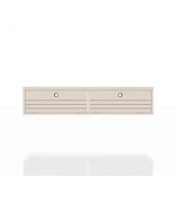 Manhattan Comfort Floating Office Desk, 2 Shelves, Off White