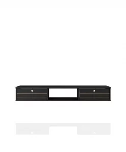 Manhattan Comfort Floating Office Desk, 3 Shelves, Black