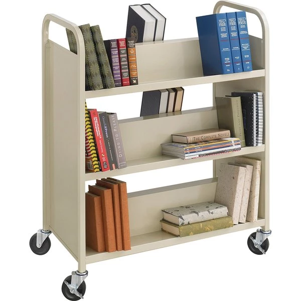 Safco DoubleSided Book Cart, Steel 6 Shelf Cart - Image 2