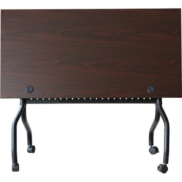 Rectangle Lorell Mahogany Flip Top Training Table, 23.6 X 48 X 29.5, Melamine Top, Mahogany - Image 5