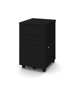 Bestar 15.80" W 3 Drawer Pedestal File Cabinet, Black, Legal/Letter