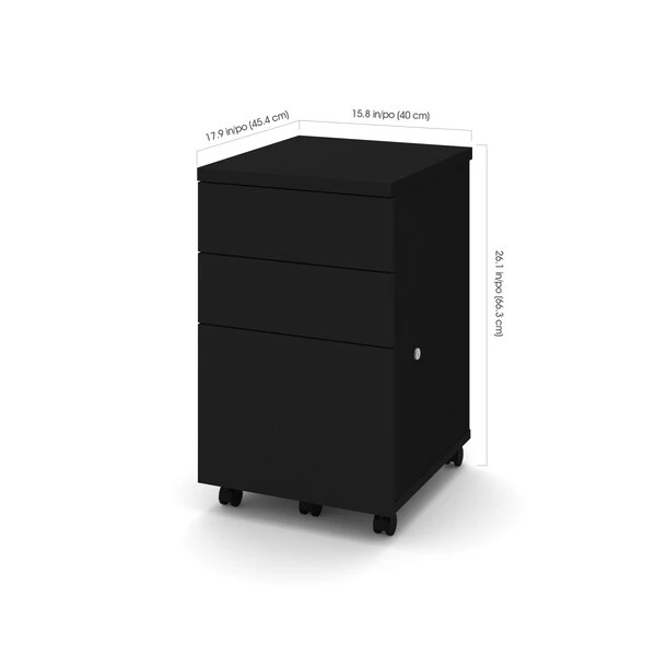 Bestar 15.80" W 3 Drawer Pedestal File Cabinet, Black, Legal/Letter - Image 2