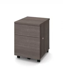Bestar 15.80" W 2 Drawer Pedestal File Cabinet, Bark Grey, Legal/Letter