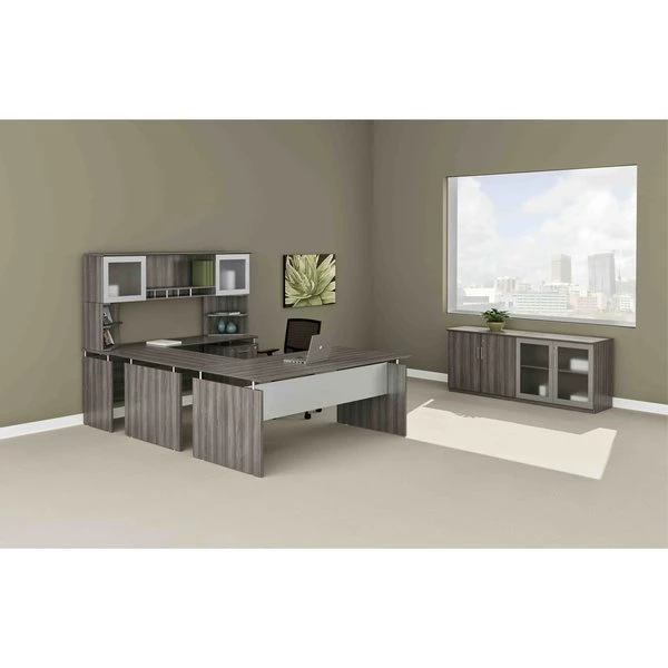 Mayline Straight Front Desk, 36" D, 63" W, 29-1/2" H, Mocha Laminate - Image 2