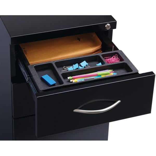Lorell 15" W 3 Drawer Premium Mobile Bbf Pedestal File, Black, Black - Image 6