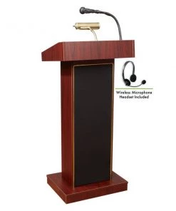 Oklahoma Sound Orator Lectern with Wireless Headset Mic, Mahogany