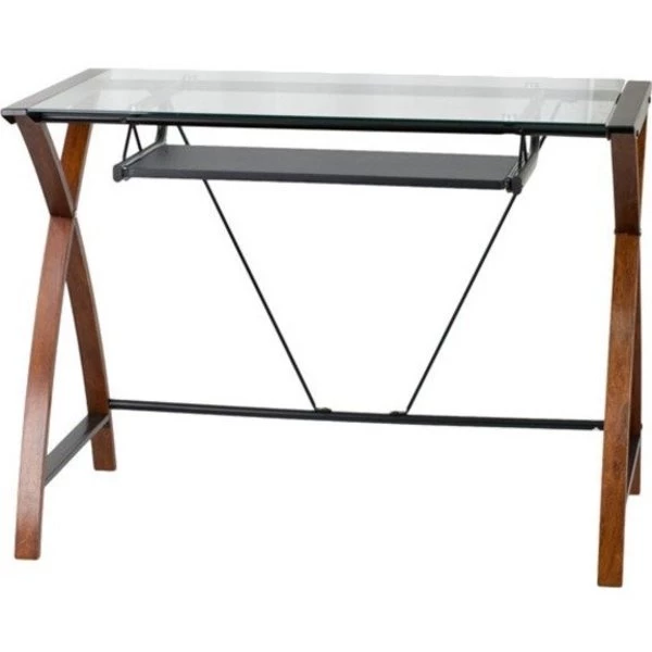 Flash Furniture Computer Desk, 23-1/2" D, 39-1/4" W, 29" H, Clear/Cherry, Laminate, Table Top: Glass - Image 10