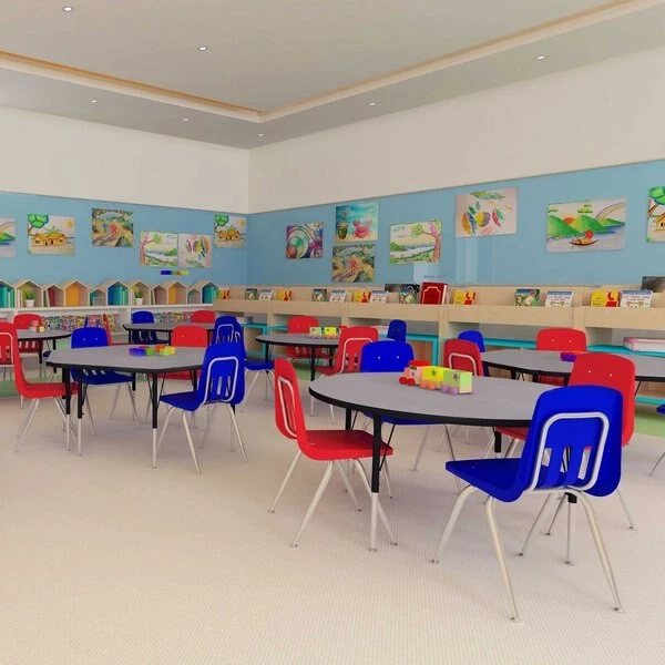 Correll, Inc. Flower Adjustable Height Activity Kids School Table, 60" X 60" X 19" to 29", Melamine Laminate Top - Image 5