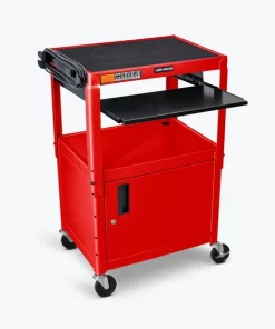 Luxor Adjustable-Height Steel AV Cart with Pullout Keyboard Tray and Cabinet