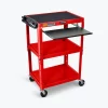 Luxor Adjustable-Height Steel AV Cart with Pullout Keyboard Tray