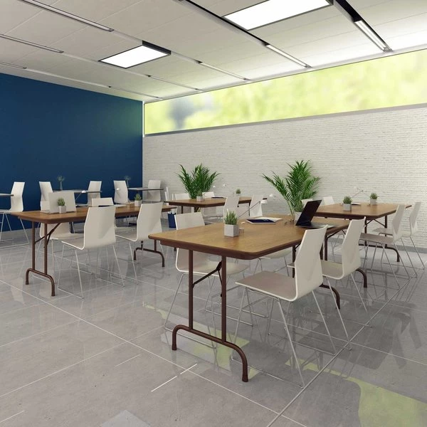 Correll, Inc. Rectangle Commerical Folding Utility Table, 36" W, 96" L, 29" H, Melamine Laminate Top, Walnut - Image 2