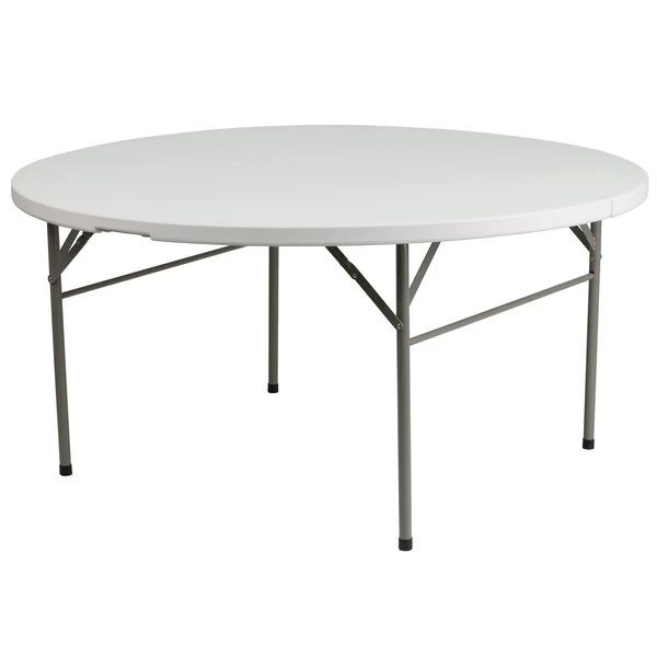 Flash Furniture Round Wh 60Rnd Plastic Bi-Fold Table, 60.5" W, 60.5" L, 29.5" H, Plastic Top, White - Image 5