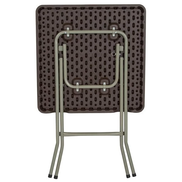Flash Furniture Square Rattan Folding Table, Square, Brown, 23.5", 23.5" W, 23.5" L, 29" H, Plastic Top, Brown - Image 8