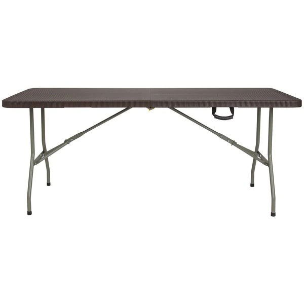 Flash Furniture Rectangle Rattan Folding Table, Plastic, Brn, 29x71", 29" W, 71" L, 29" H, Plastic Top, Brown - Image 5