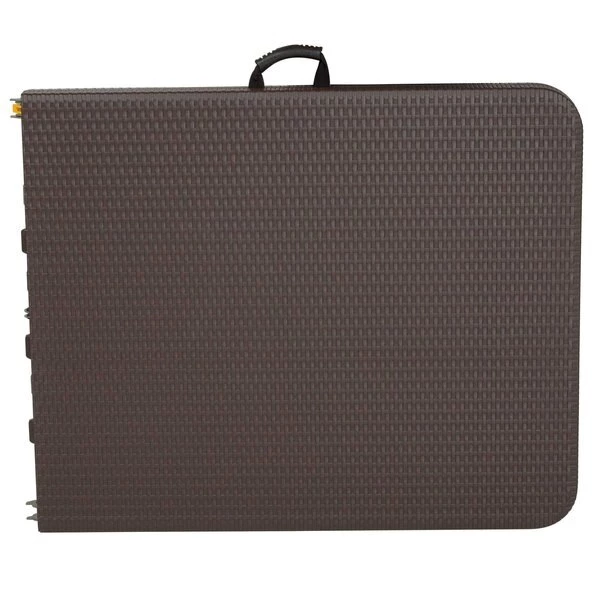 Flash Furniture Rectangle Rattan Folding Table, Plastic, Brn, 29x71", 29" W, 71" L, 29" H, Plastic Top, Brown - Image 6