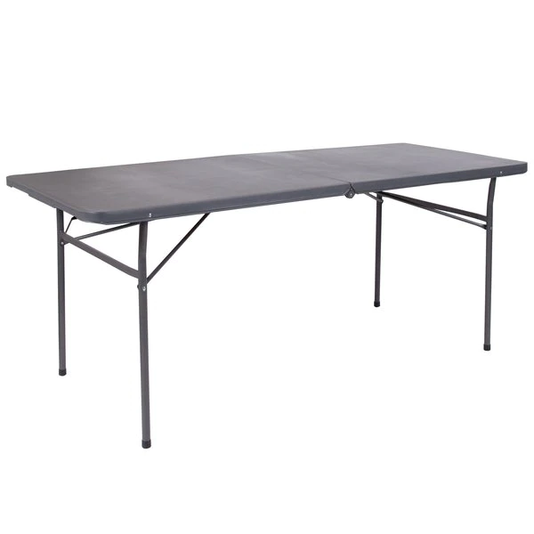 Flash Furniture Rectangle Folding Table, 30" W, 72" L, 29" H, Plastic Top, Grey - Image 6