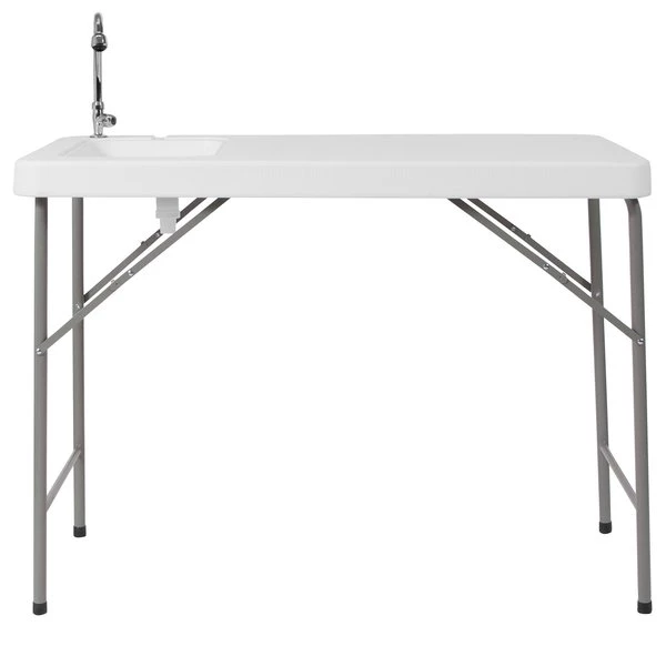 Flash Furniture Rectangle Folding Table w/Sink, 23"x45", Plastc, Wht, 23" W, 45" L, 34" H, Plastic Top, White - Image 8
