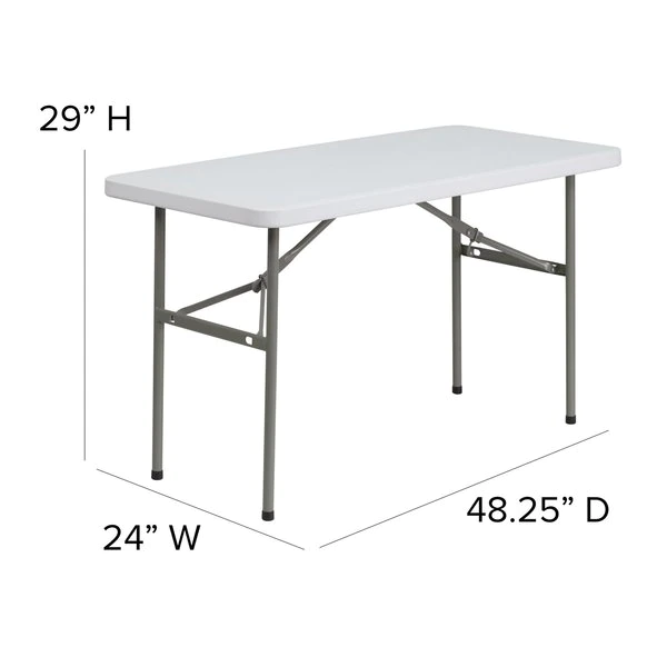 Flash Furniture Rectangle Wh 24X48 Plastic Fold Table, 24" W, 48.25" L, 29" H, Plastic Top, White - Image 5
