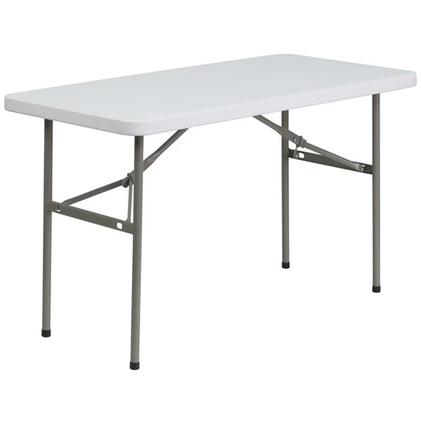 Flash Furniture Rectangle Wh 24X48 Plastic Fold Table, 24" W, 48.25" L, 29" H, Plastic Top, White - Image 2