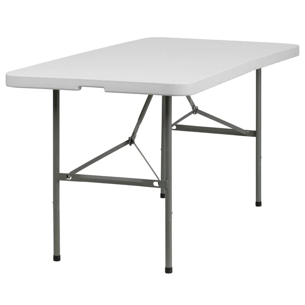 Flash Furniture Rectangle Wh 30X60 Plastic Bi-Fold Table, 30" W, 60" L, 29" H, Plastic Top, White - Image 5