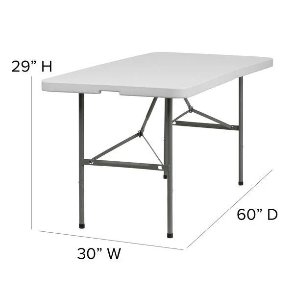 Flash Furniture Rectangle Wh 30X60 Plastic Bi-Fold Table, 30" W, 60" L, 29" H, Plastic Top, White - Image 4
