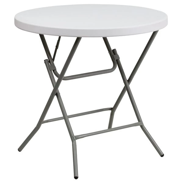 Flash Furniture Round Wh 32Rnd Plastic Fold Table, 31.5" W, 31.5" L, 30" H, Plastic Top, White - Image 2