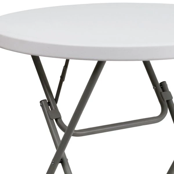 Flash Furniture Round Wh 32Rnd Plastic Fold Table, 31.5" W, 31.5" L, 30" H, Plastic Top, White - Image 10