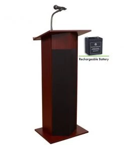 Oklahoma Sound Power Plus Lectern and Rechargeable Battery, Mahogany