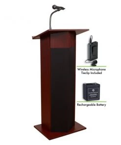 Oklahoma Sound OS Power Plus Lectern Recharge Battery Wireless Tie Clip Mic Mahogany