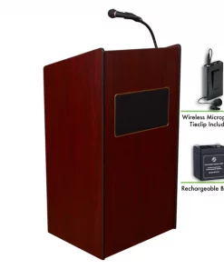 Oklahoma Sound OSAristocrat Lectern Recharge Battery Wireless Tie Clip Mic, Mahogany