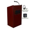 Oklahoma Sound OS Aristocrat Lectern and Recharge Battery Wireless Head Mic Mahogany