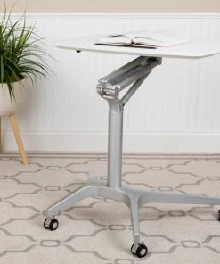 Flash Furniture White Mobile Sit to Stand Desk