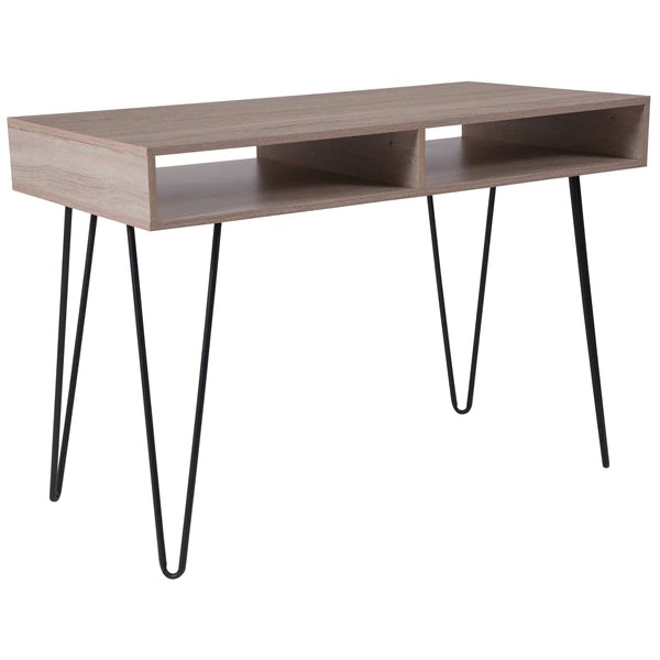 Flash Furniture Rectangle Computer Table, Black, Metal, Legs, Oak, 43.25" X 21.5" X 30", Laminate Top, Wood Grain - Image 6