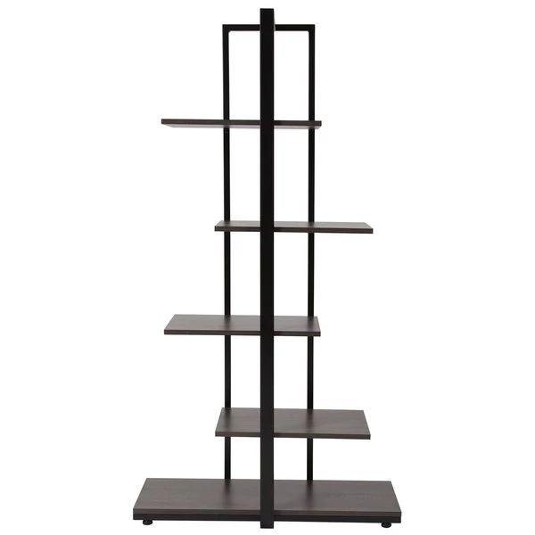 Flash Furniture Driftwood, 5 -Tier Shelf, Blk Metal Frame - Image 4