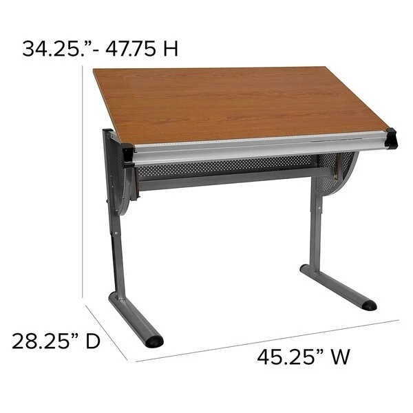 Flash Furniture Adjustable Table, 45.25" X 28.25" X 47.75", Laminate Top, Red - Image 3