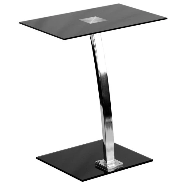 Flash Furniture Computer Desk, 12.5" D, 19" W, 22-3/4" H, Silk Black Top/Chrome Frame, Metal, Table Top: Glass - Image 3