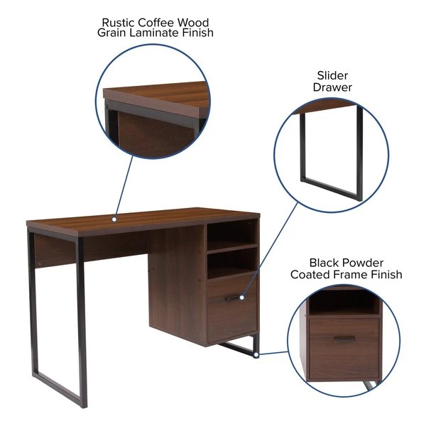 Flash Furniture Computer Desk, 19-1/2" D, 41-1/4" W, 29-1/2" H, Rustic, Laminate - Image 6