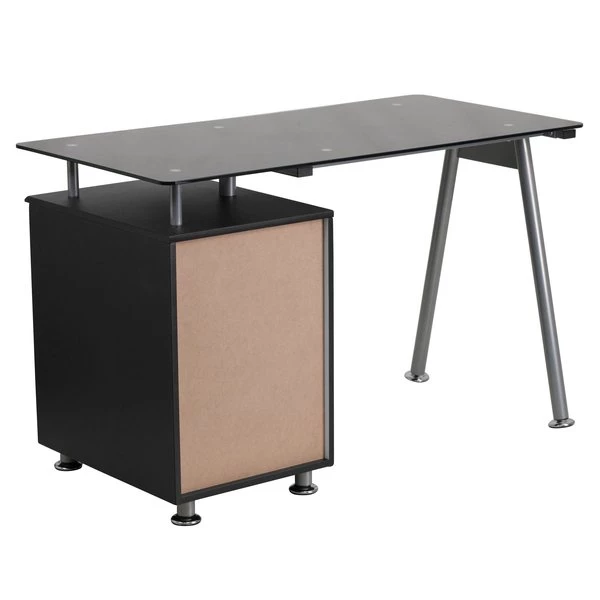 Flash Furniture Computer Desk, 23-1/2" D, 47-1/4" W, 29-1/2" H, Black, Iron, Table Top: Glass - Image 6