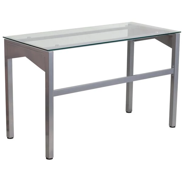 Flash Furniture Contemporary Desk, 21-3/4" D, 47-1/4" W, 29-1/4" H, Clear/Silver, Plastic, Table Top: Glass - Image 7